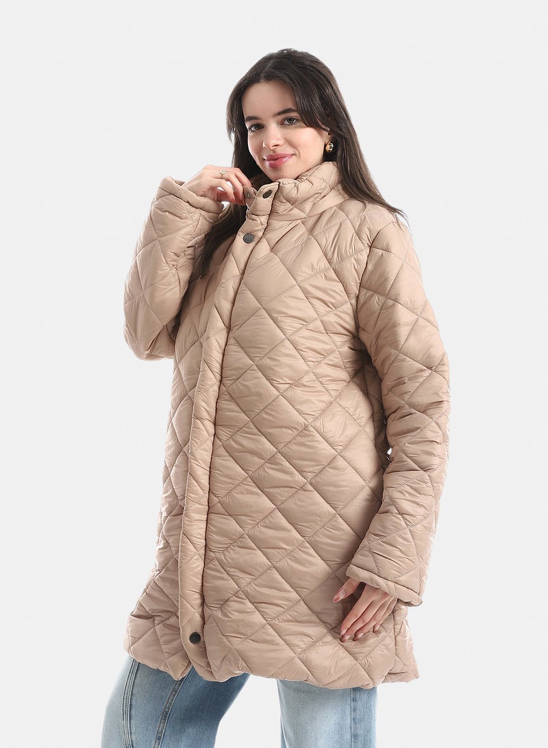 Andora Quilted Puffer Jacket_Beige - Image 2